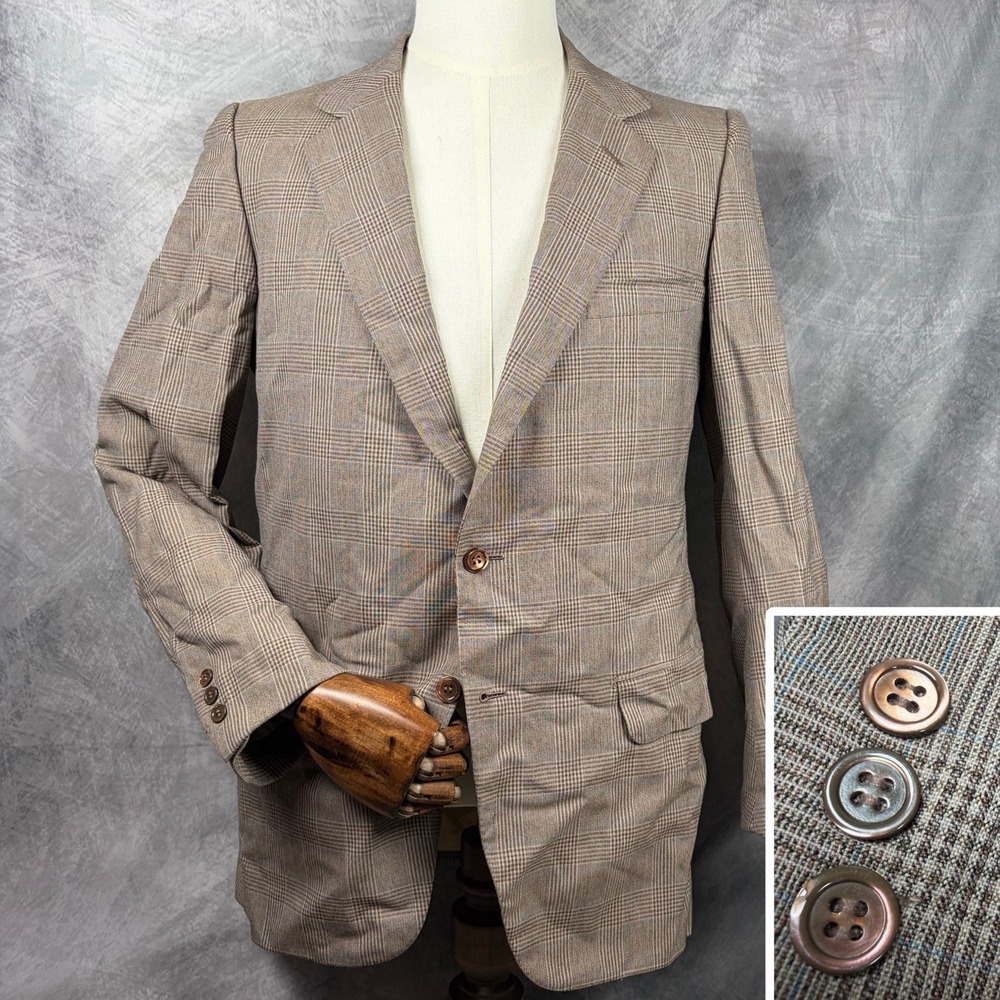 Brioni Roman Style Blazer Jacket Gray Houndstooth Windowpane Men US 40R Italy